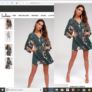 Lulu's In My Bloom Teal Romper Skort Dress